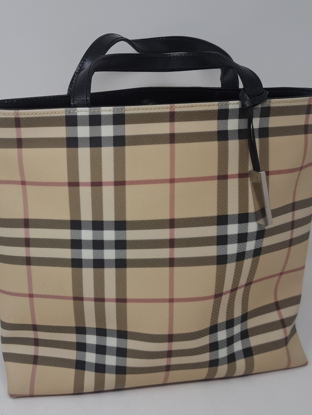 NEW Burberry London Tote Bag Nova Check Vintage Y2K Italy PVC Size Medium - Picture 13 of 16